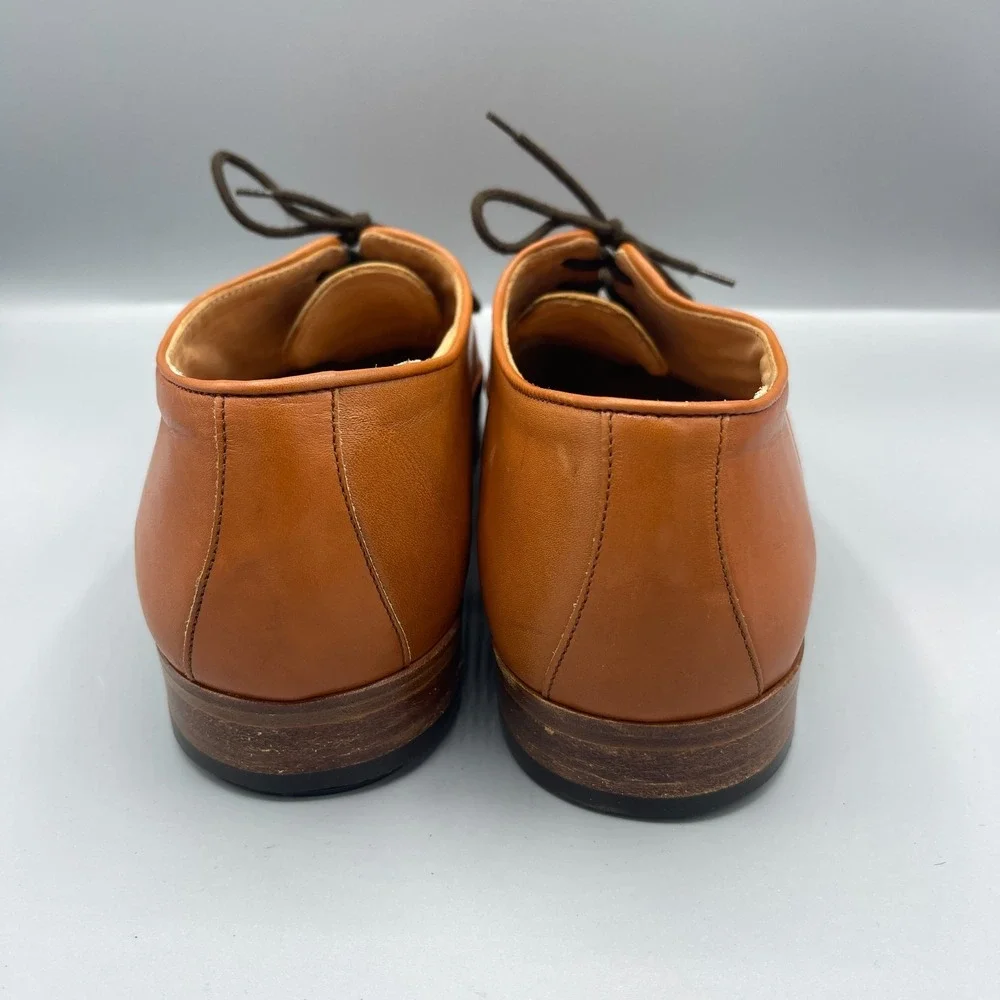Bill Blass Oxford Shoes Mens 8M Brown Leather Wingtip Italian Cuban Heel Lace Up